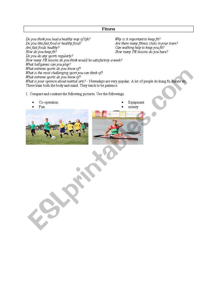 Fitness worksheet