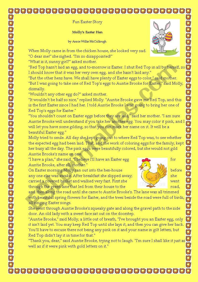 Easter Short Funny story worksheet