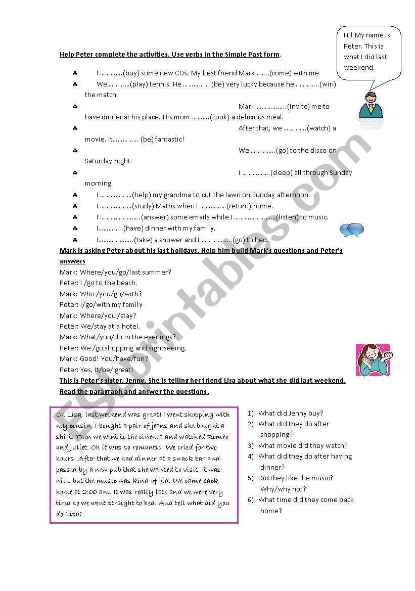 Simple past worksheet