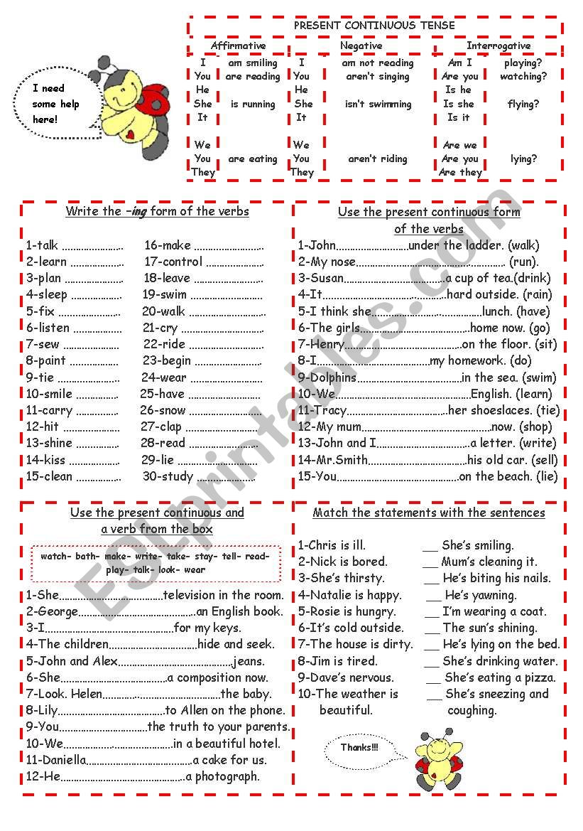 The Present Continuous Tense worksheet