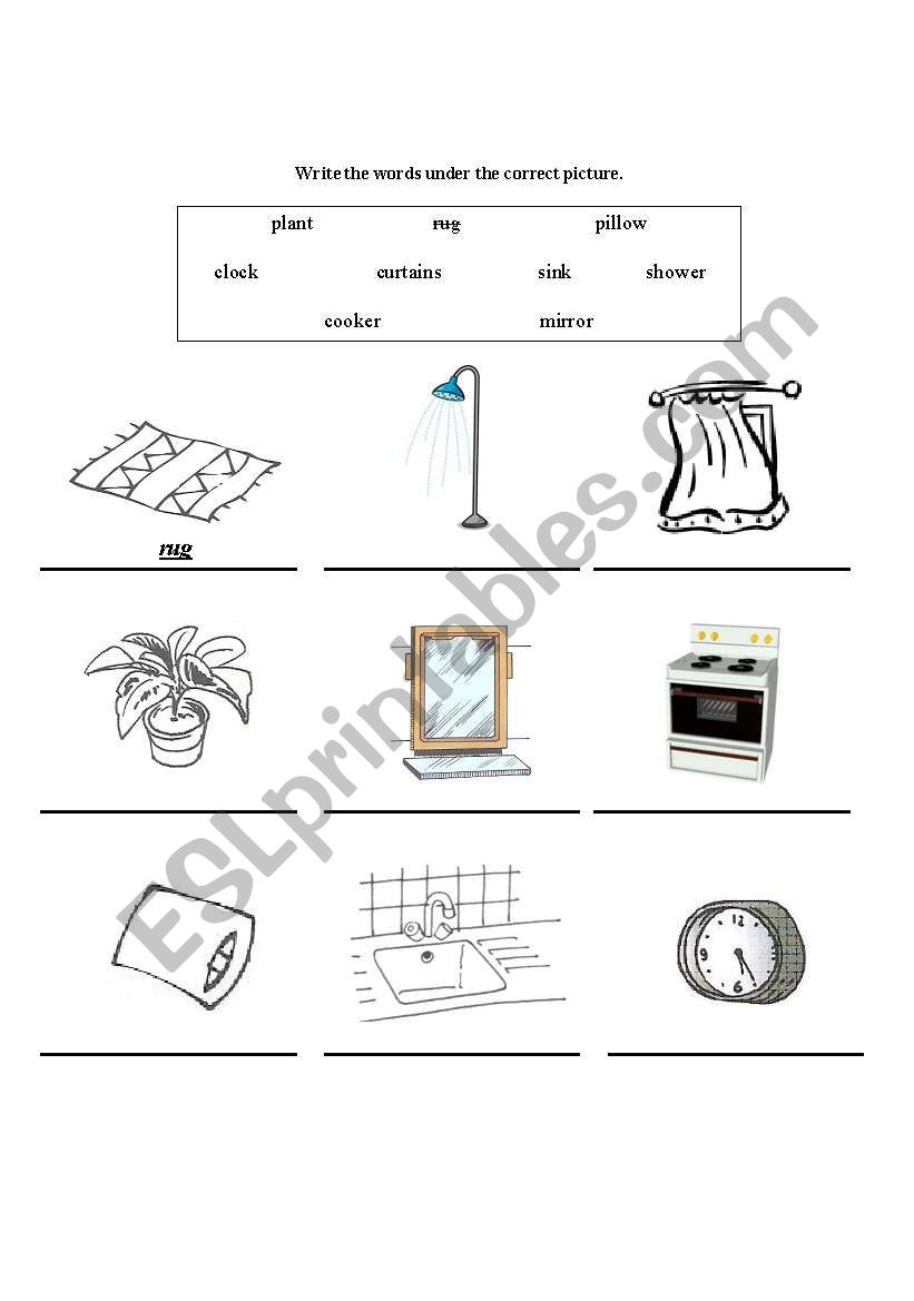 HOUSE ITEMS worksheet