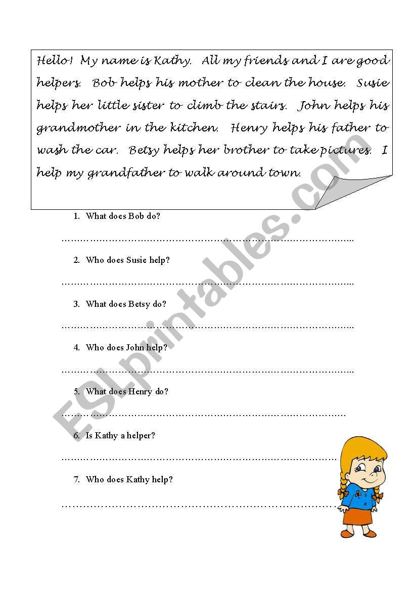 SIMPLE READING COMPREHENSION worksheet