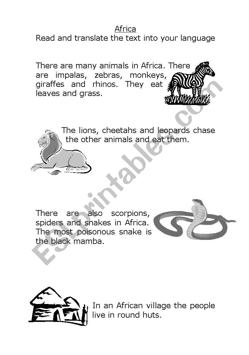 Africa worksheet