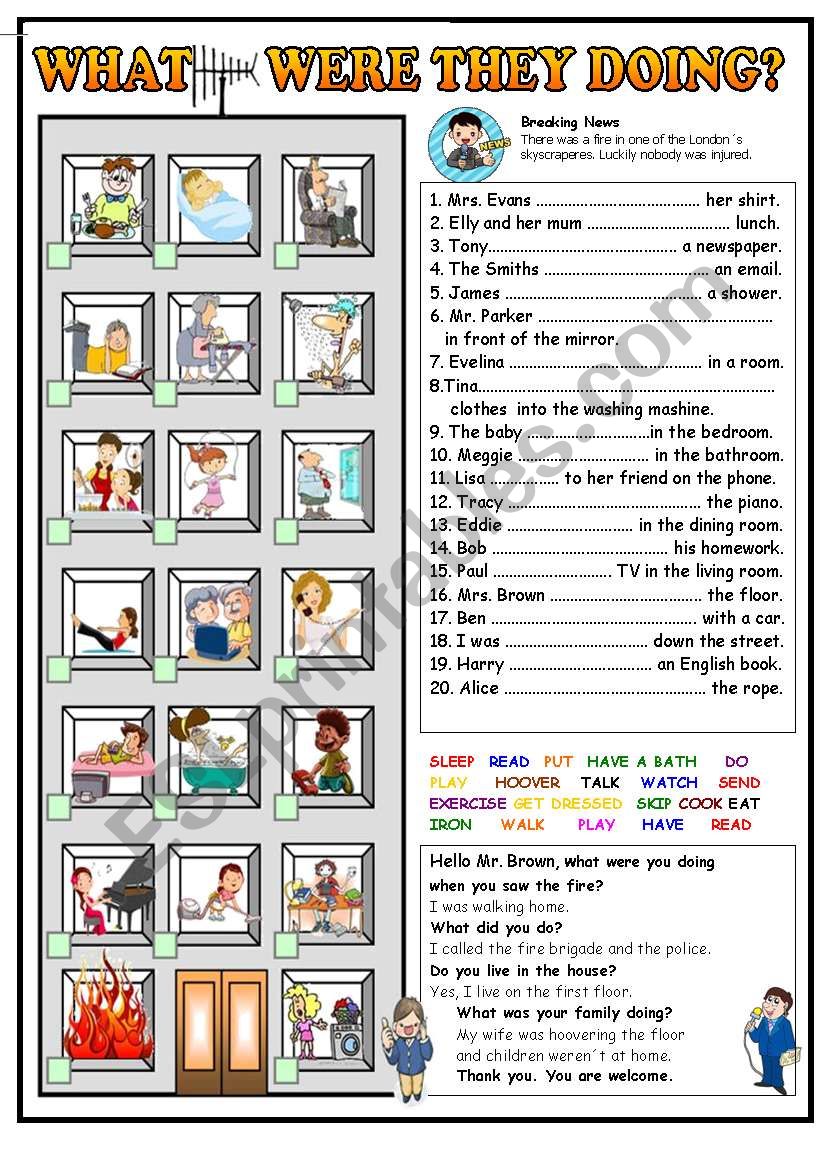 Past continuous What were they doing? 4 skills (BW+key) 2pages