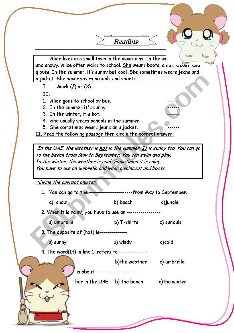 Reading worksheet worksheet