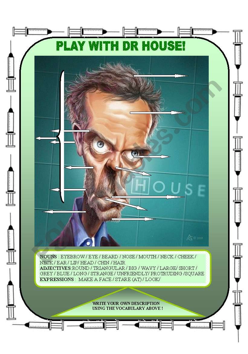 Physical description Dr House worksheet