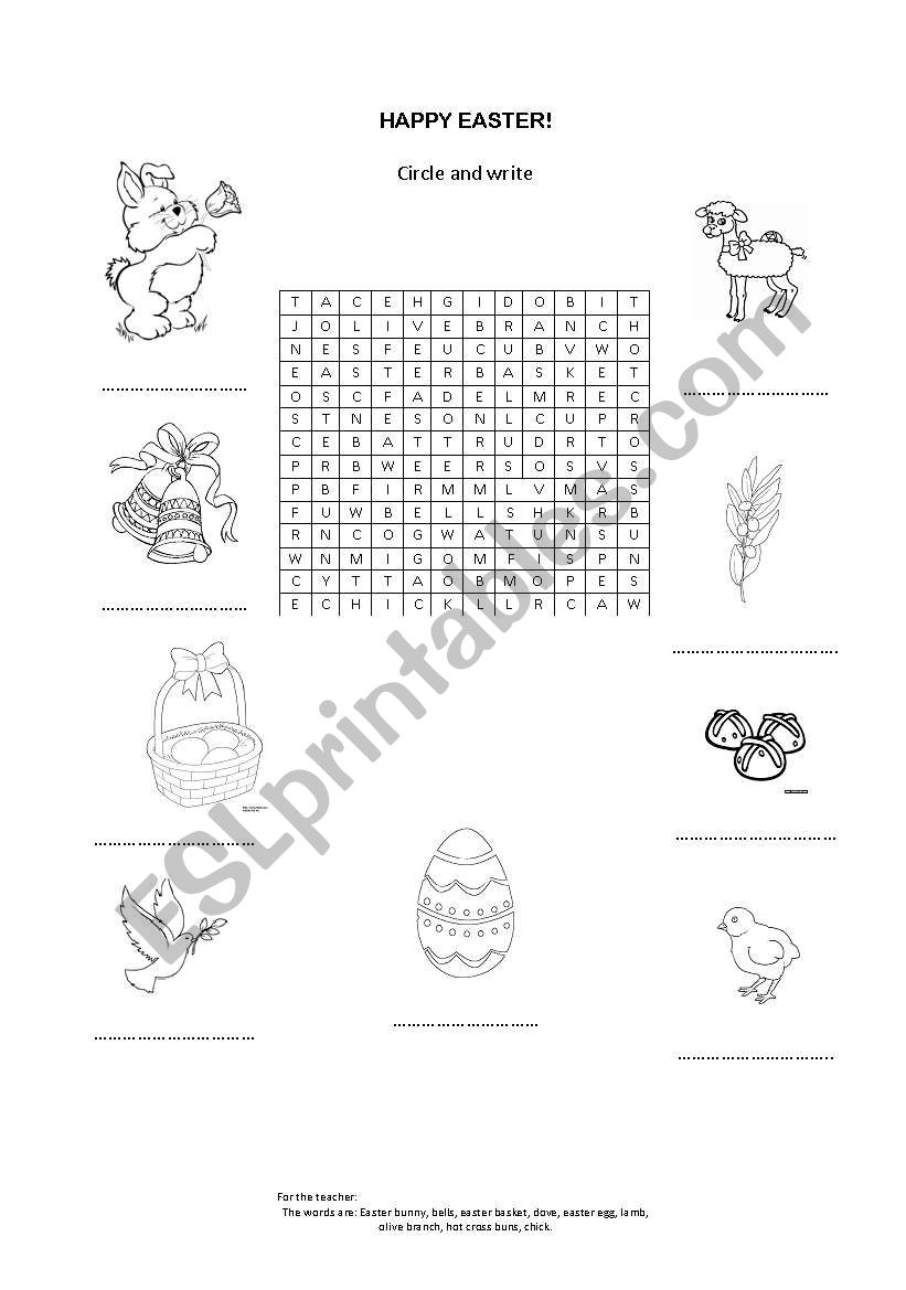 Easter Word Search worksheet