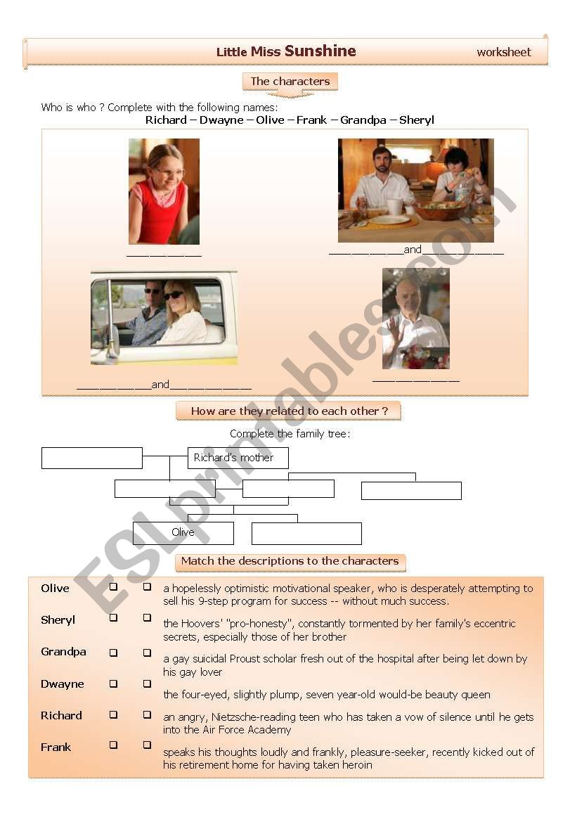 Little Miss Sunshine worksheet