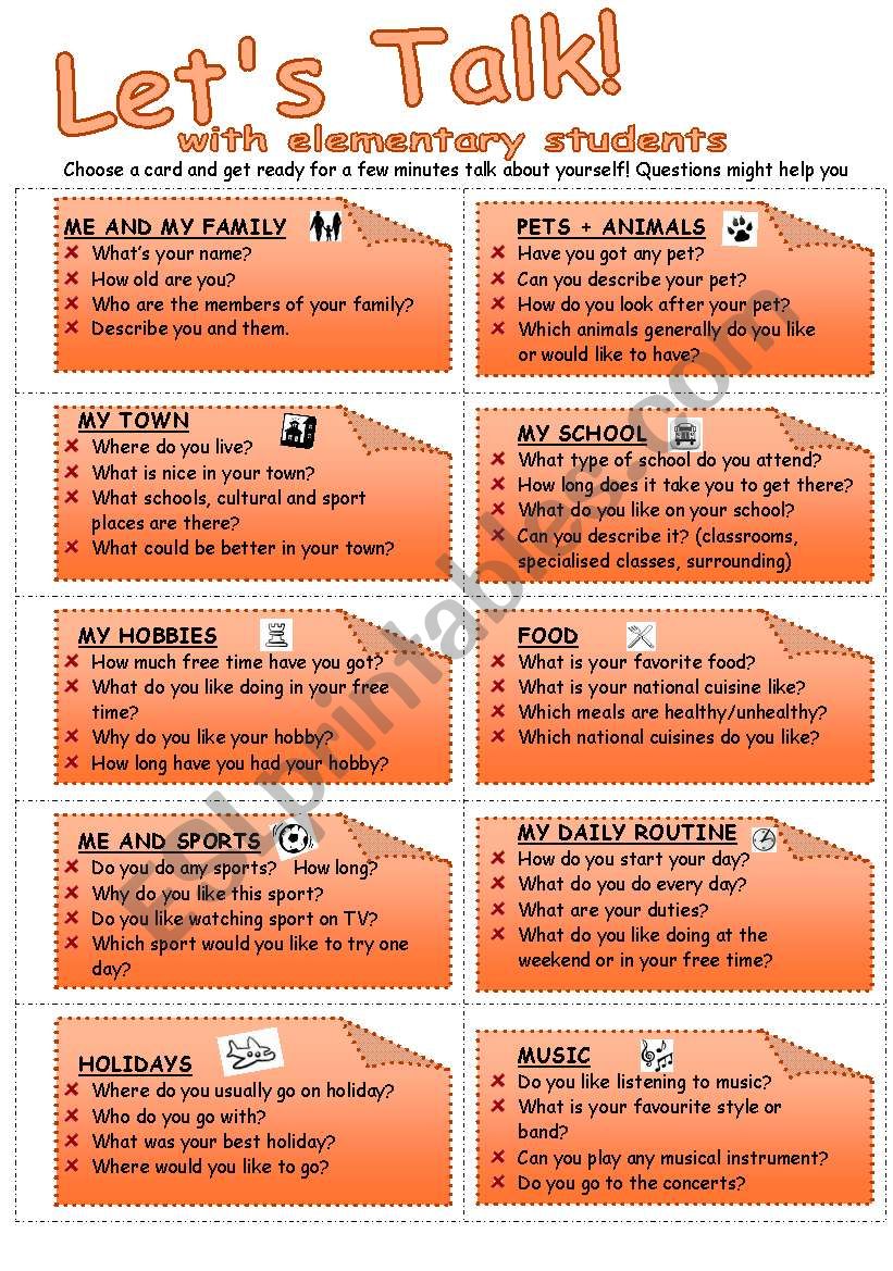 LetÂ´s Talk! Cards worksheet
