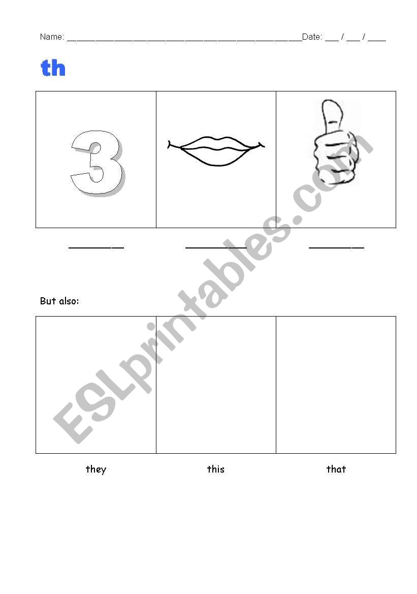 TH words worksheet