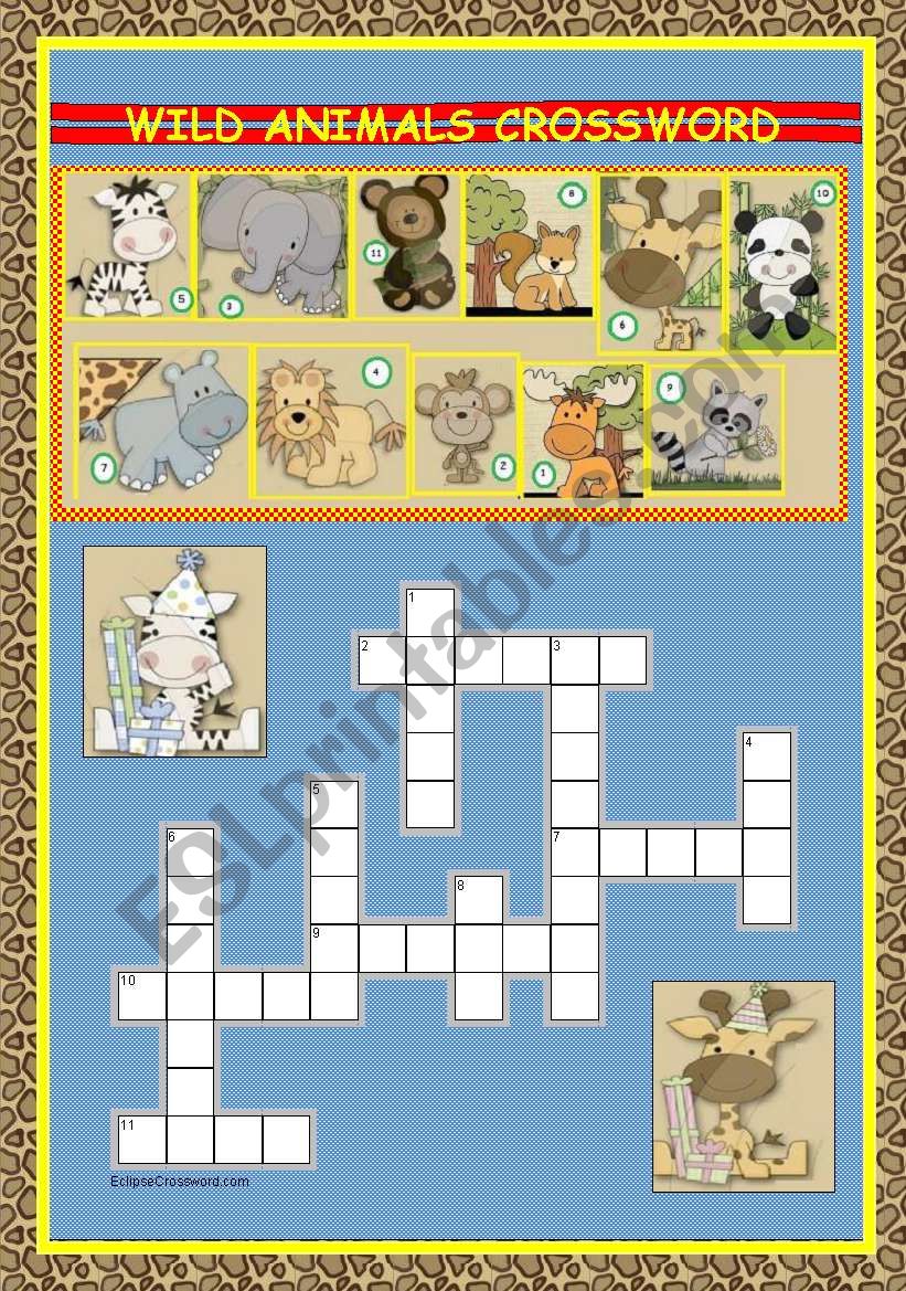 ANIMALS: WILD ANIMALS CROSSWORD