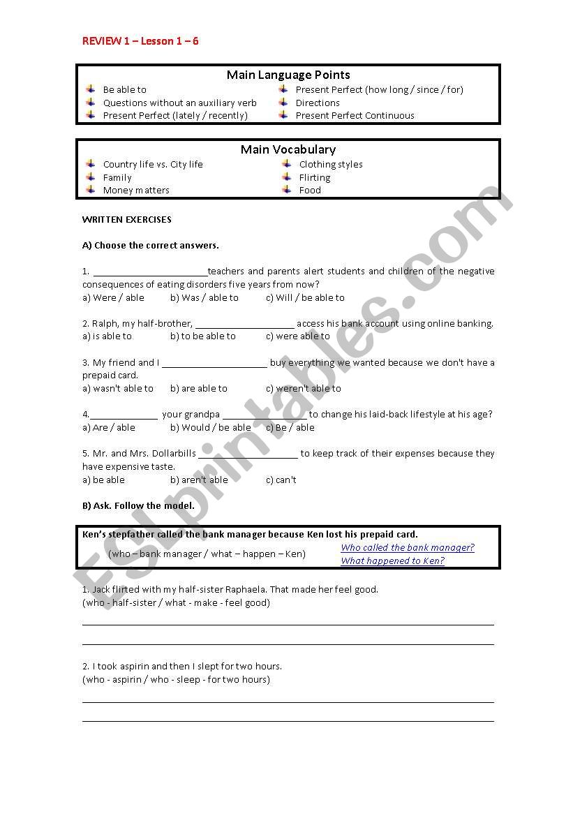 review worksheet