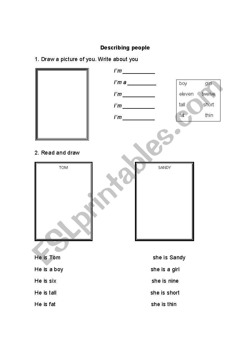 describing people worksheet