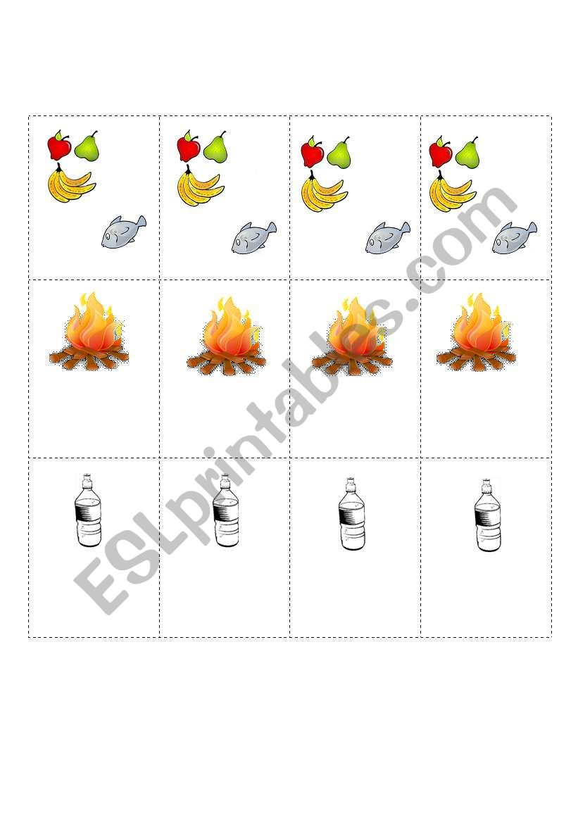 Survival cards worksheet