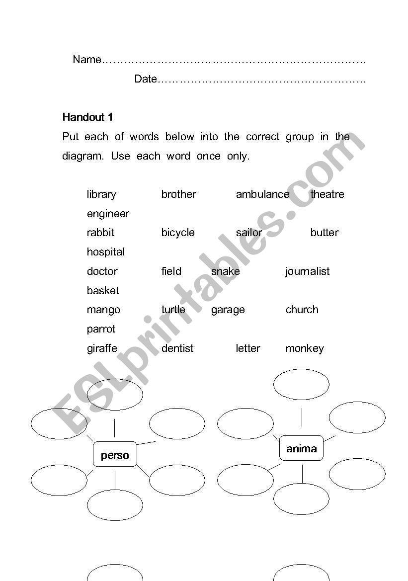 Nouns worksheet