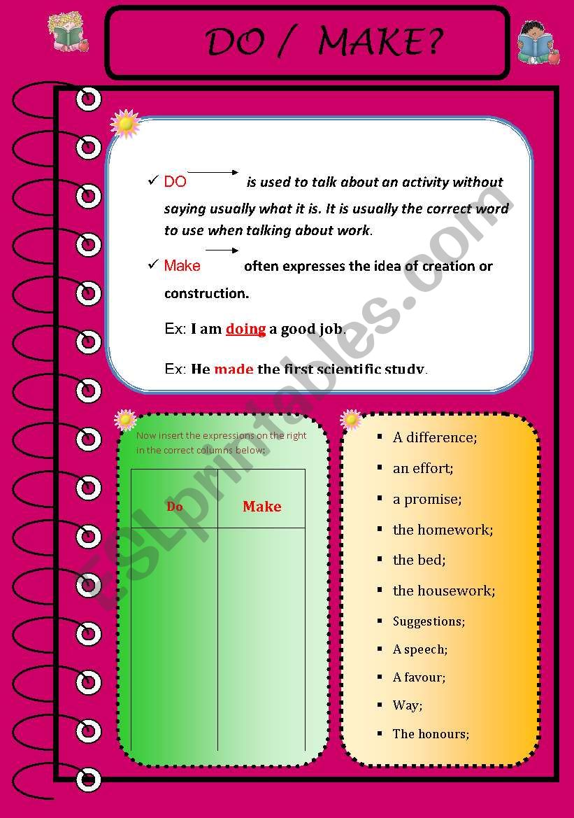 Do or MAKE? worksheet