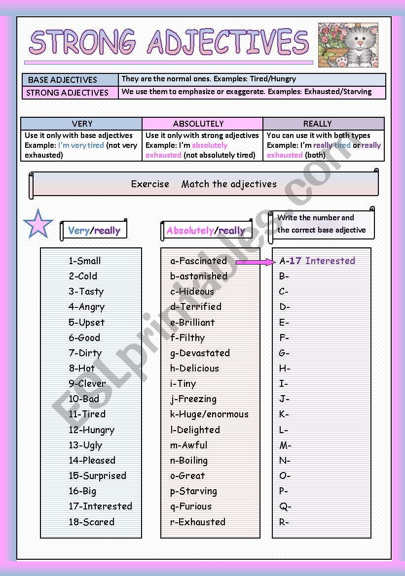 STRONG ADJECTIVES worksheet