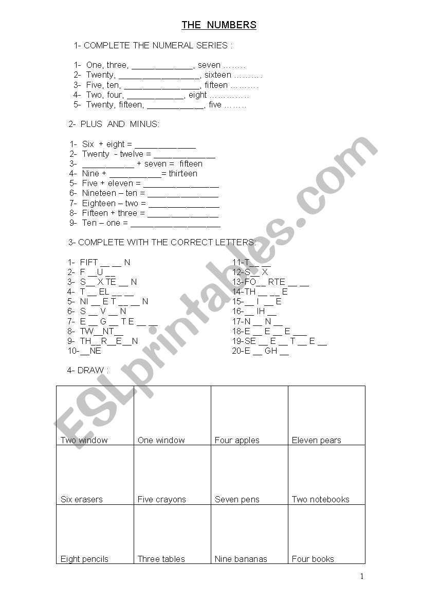 Numbers worksheet