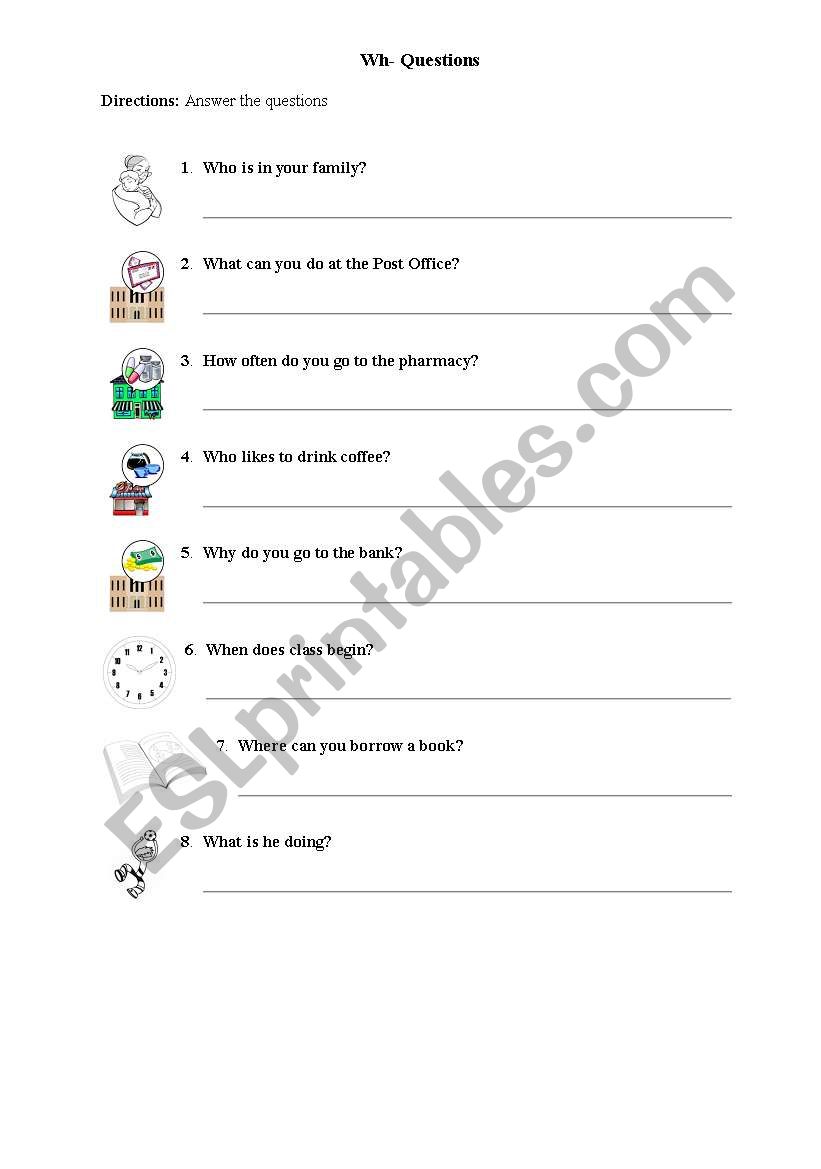 WH questions Activity worksheet
