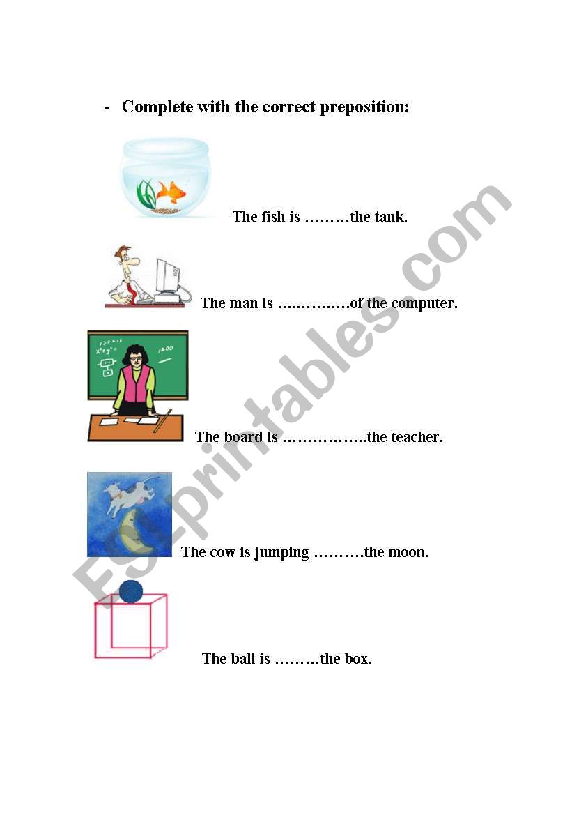 Prepositions of place worksheet