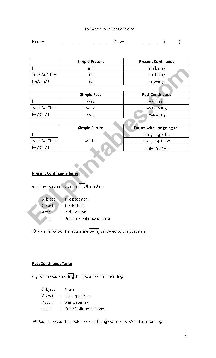 Passive Voice in Present Continuous Tense, Past Continuous Tense, and Simple Future