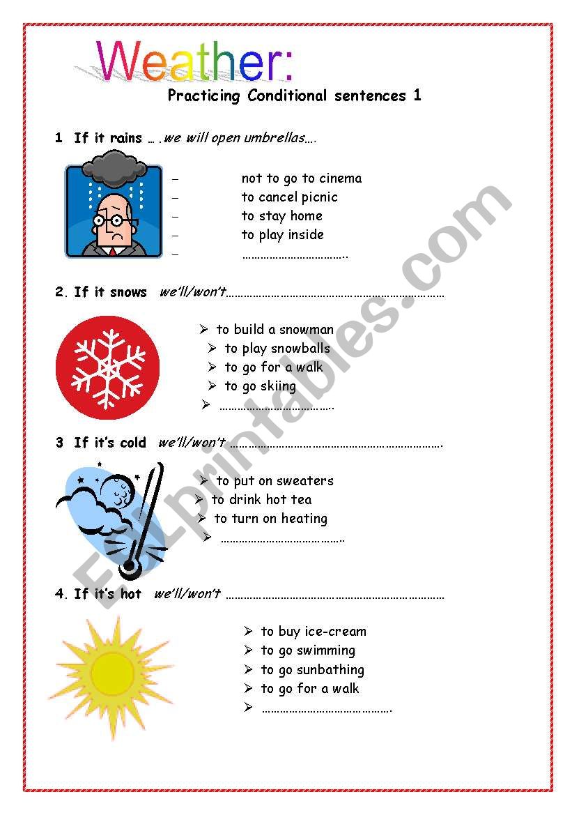 Weather: practicing conditional sentences I