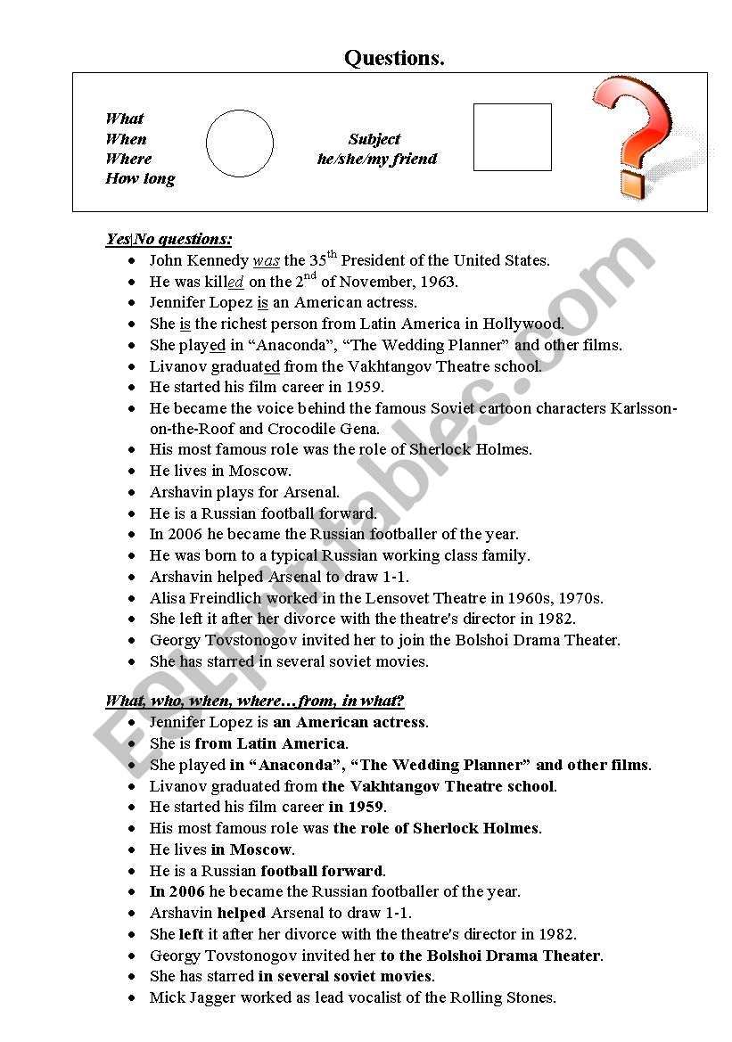 How to form questions worksheet
