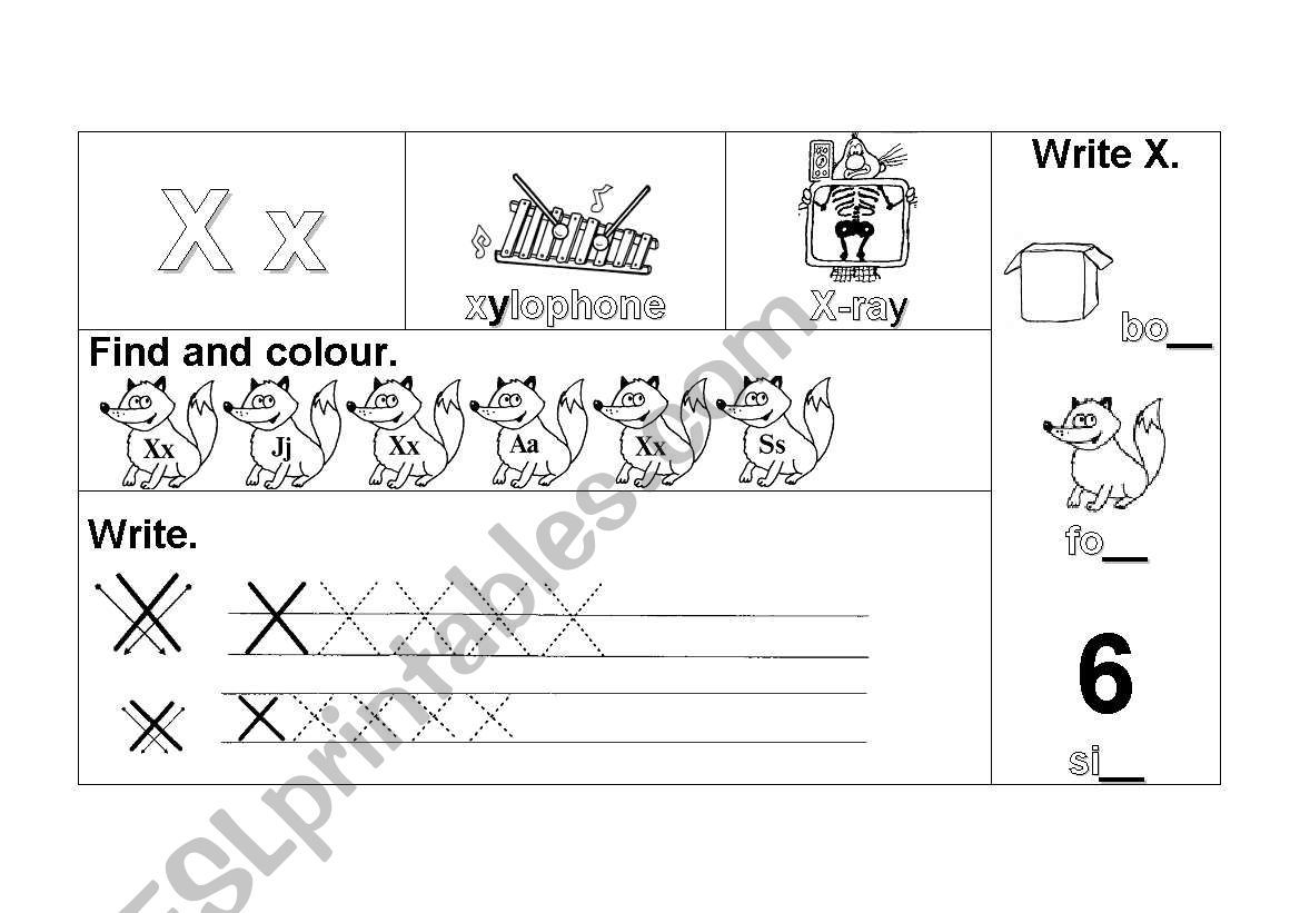 X x worksheet