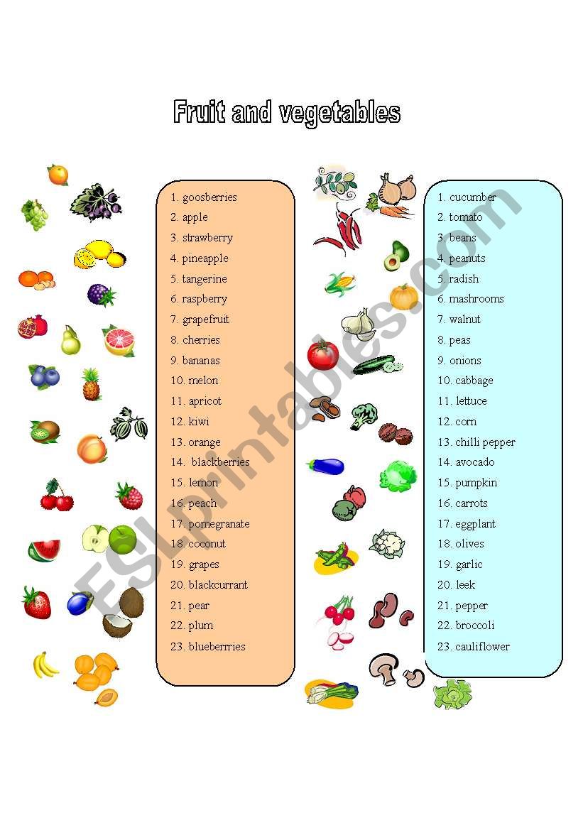 Fruit and vegetables-matching game