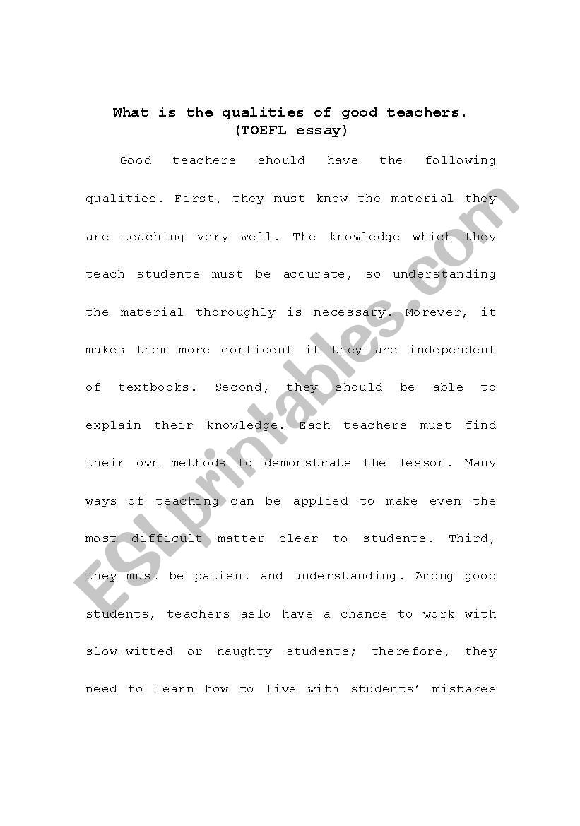 qualities of a good english teacher essay