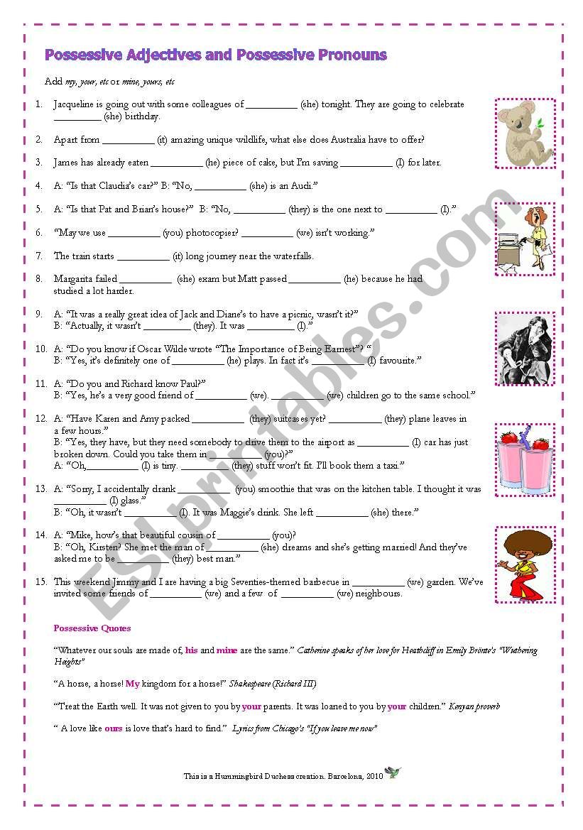 Possessive Adjectives and Possessive Pronouns (Adult Learners)