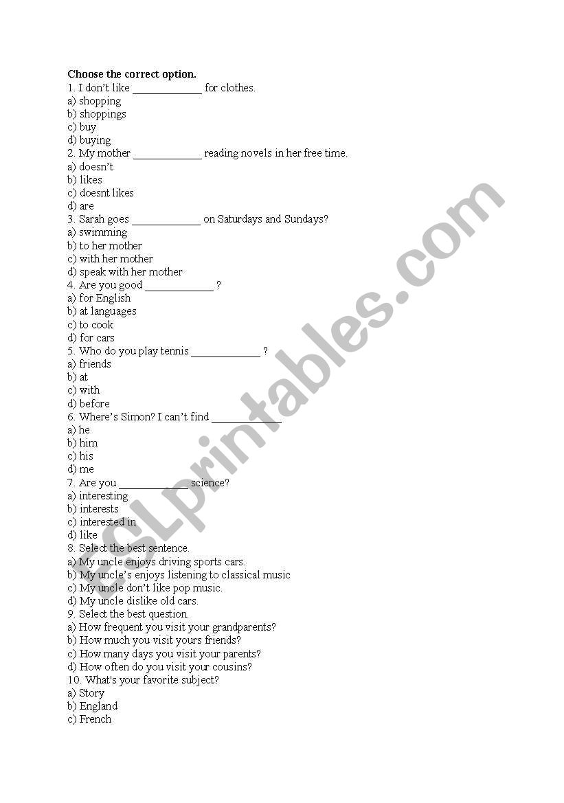 Gerunds And Infinitives worksheet