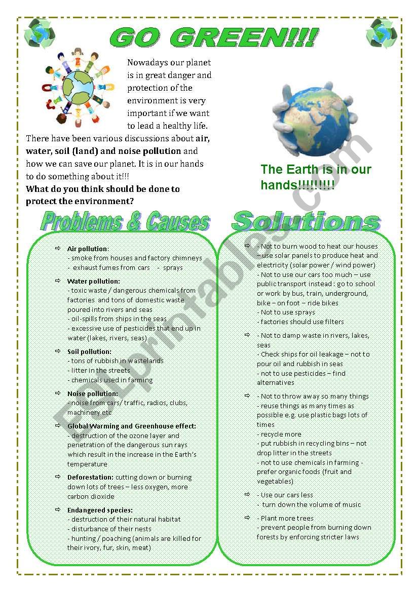 Go Green!!! Help save our planet!!!