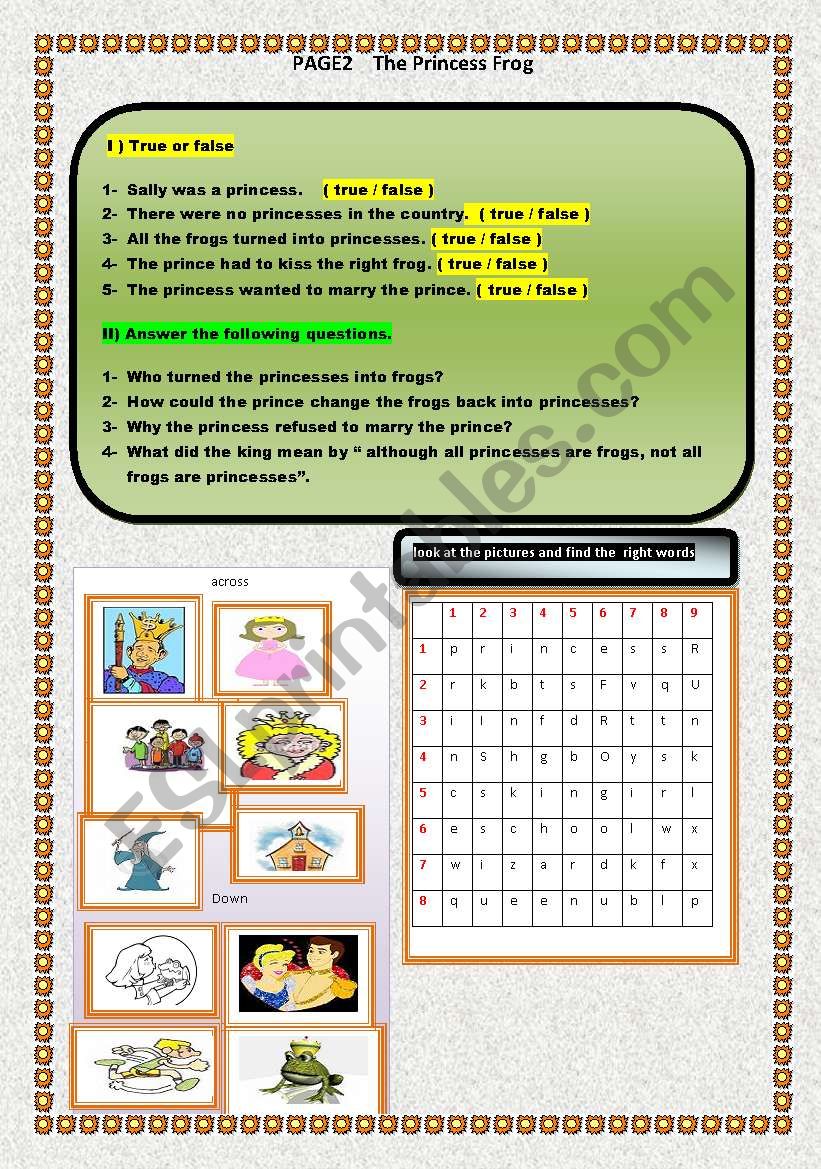 the frog princess worksheet