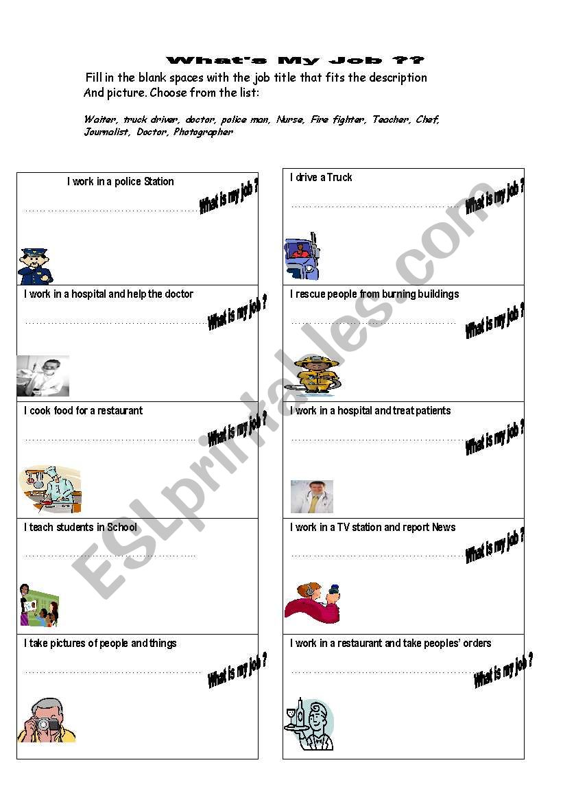 What´s my Job worksheet