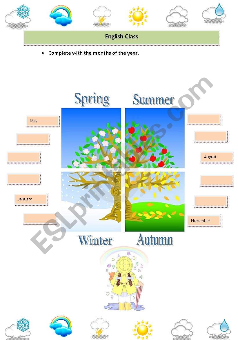 seasons and months worksheet