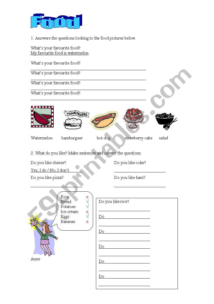 Food worksheet