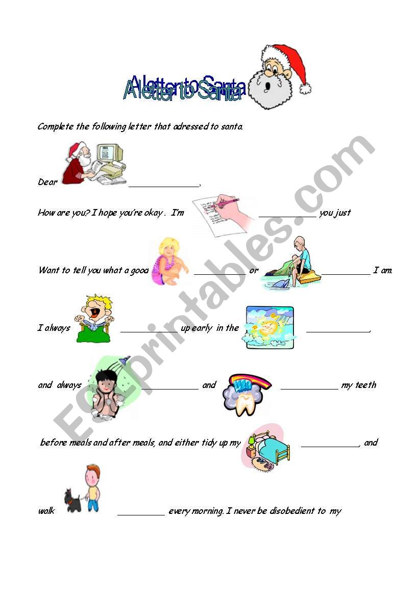 A letter to Santa worksheet