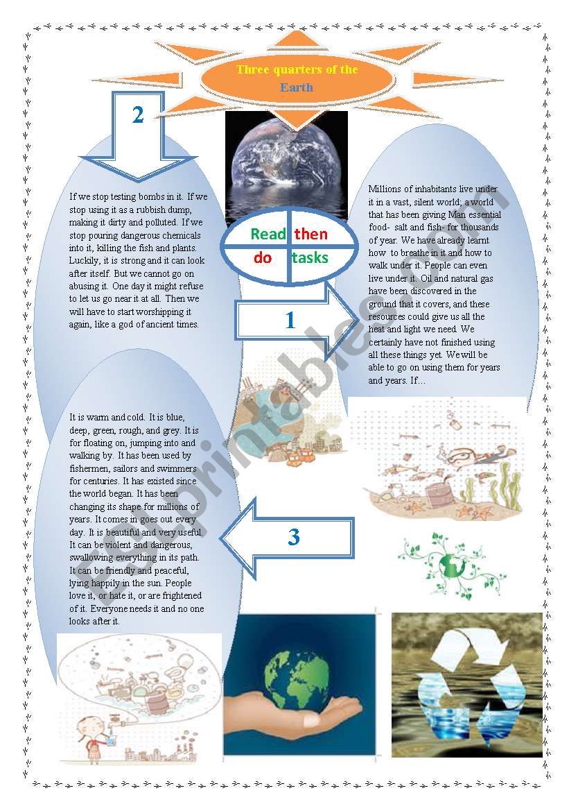 READING COMPREHENSION:Three quarters of the Earth .(+key)