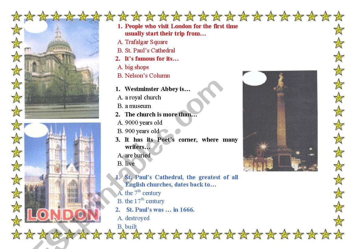 Sightseeing in London worksheet