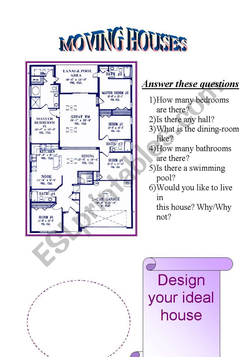 Moving houses worksheet