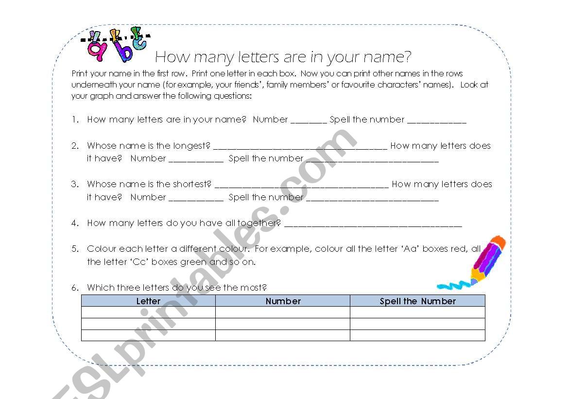 Names and Numbers Graph Activity