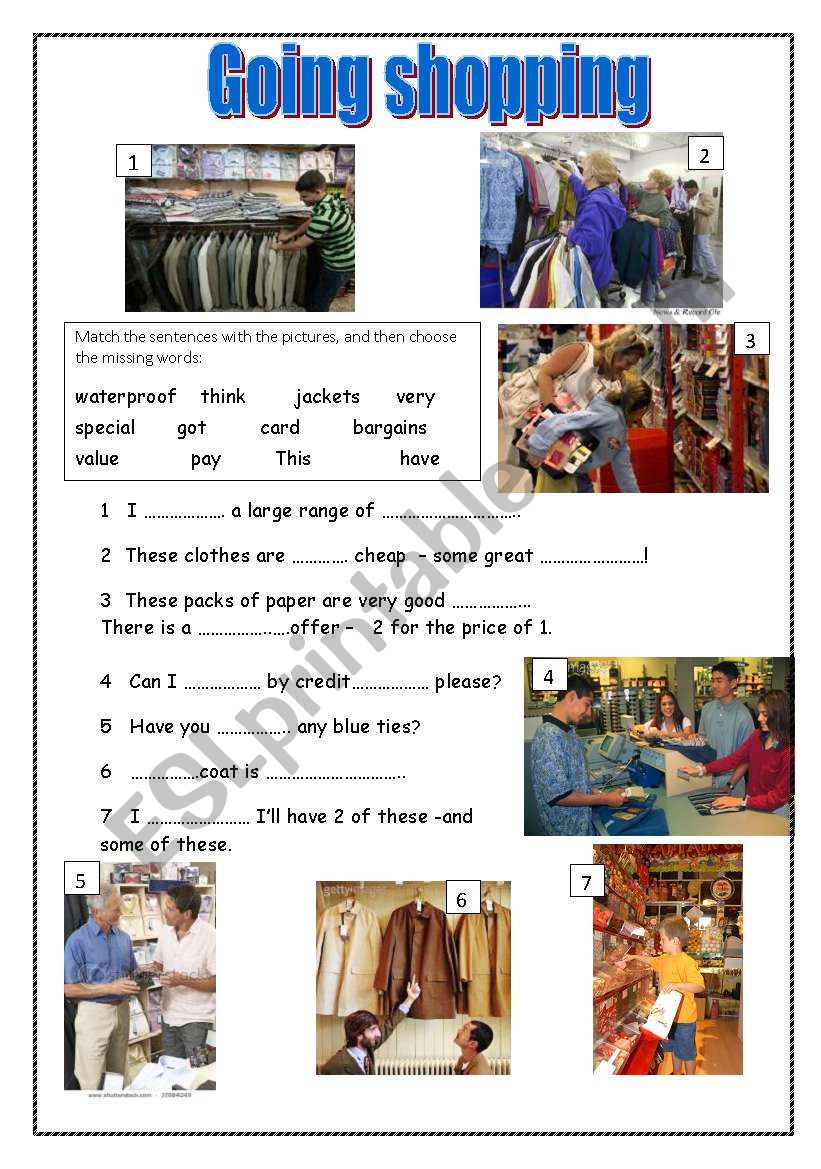 shopping phrases worksheet