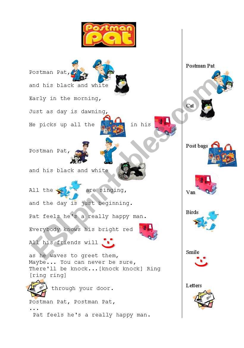 Postman Pat - song worksheet