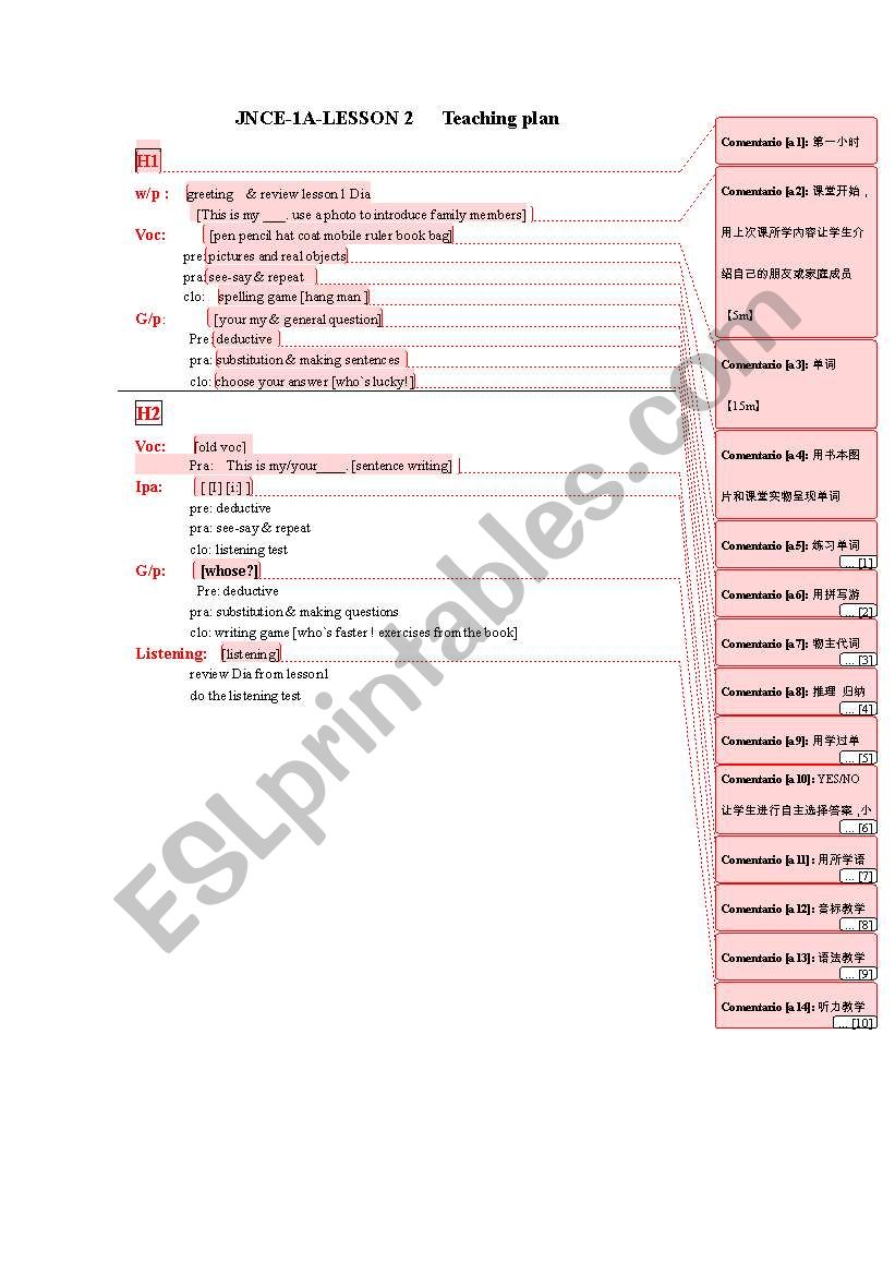 lesson plan of teaching pronoun