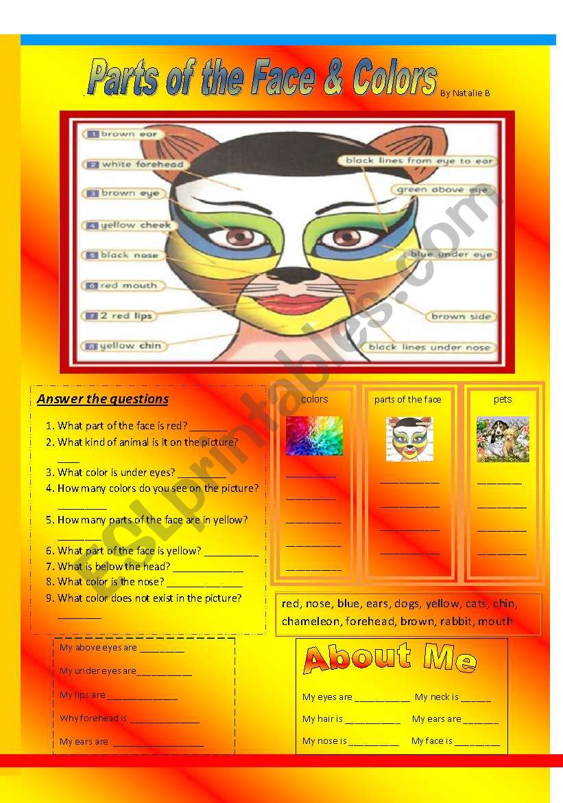 Parts of the Face worksheet