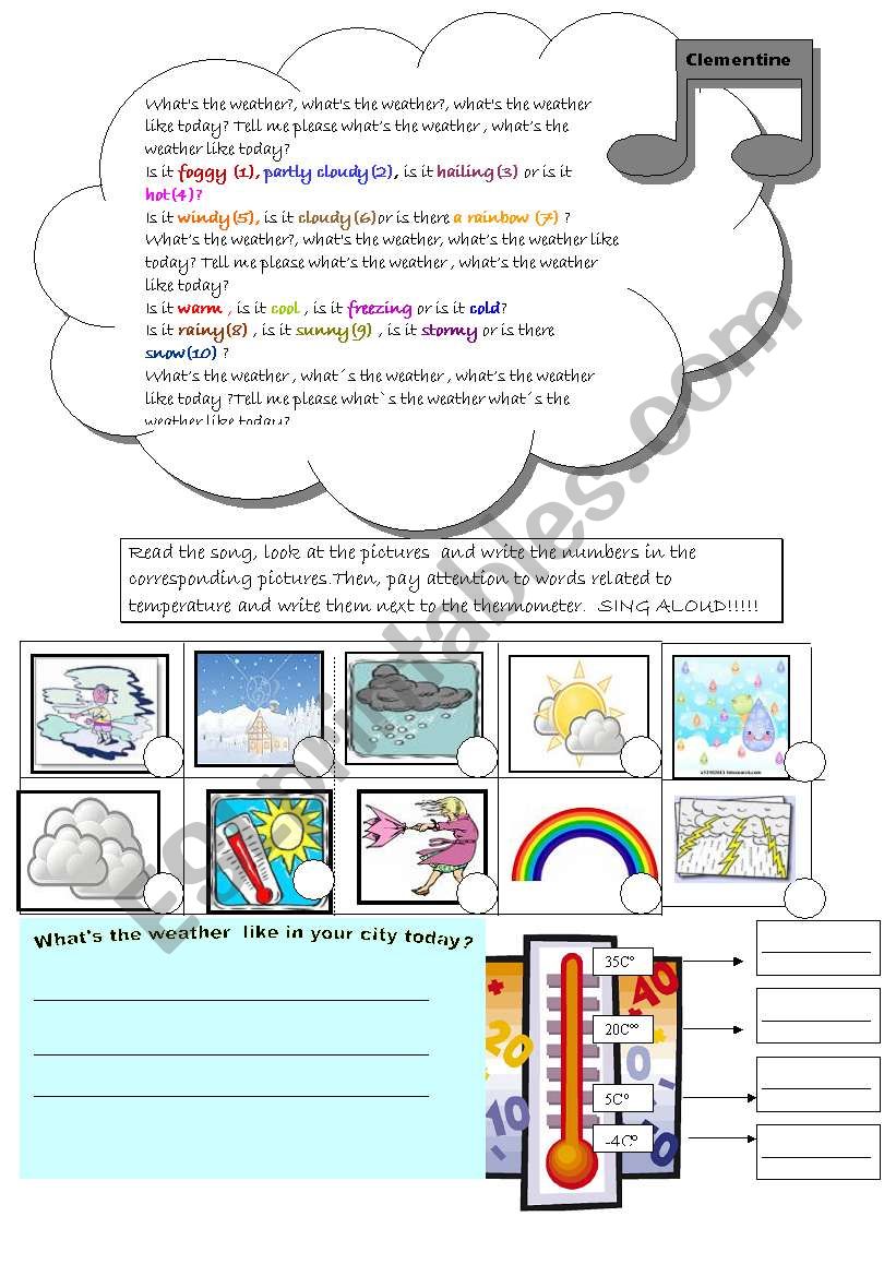 Weather Song worksheet worksheet