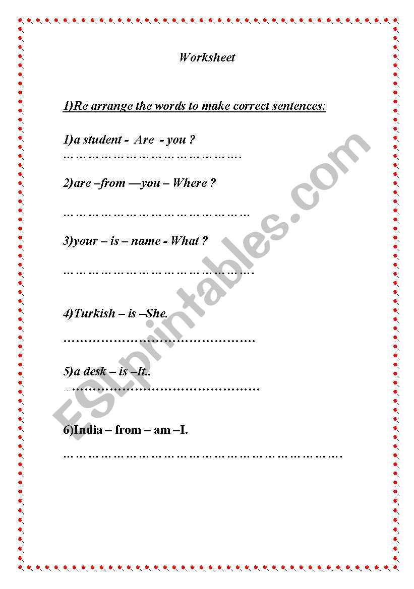 reorder worksheet