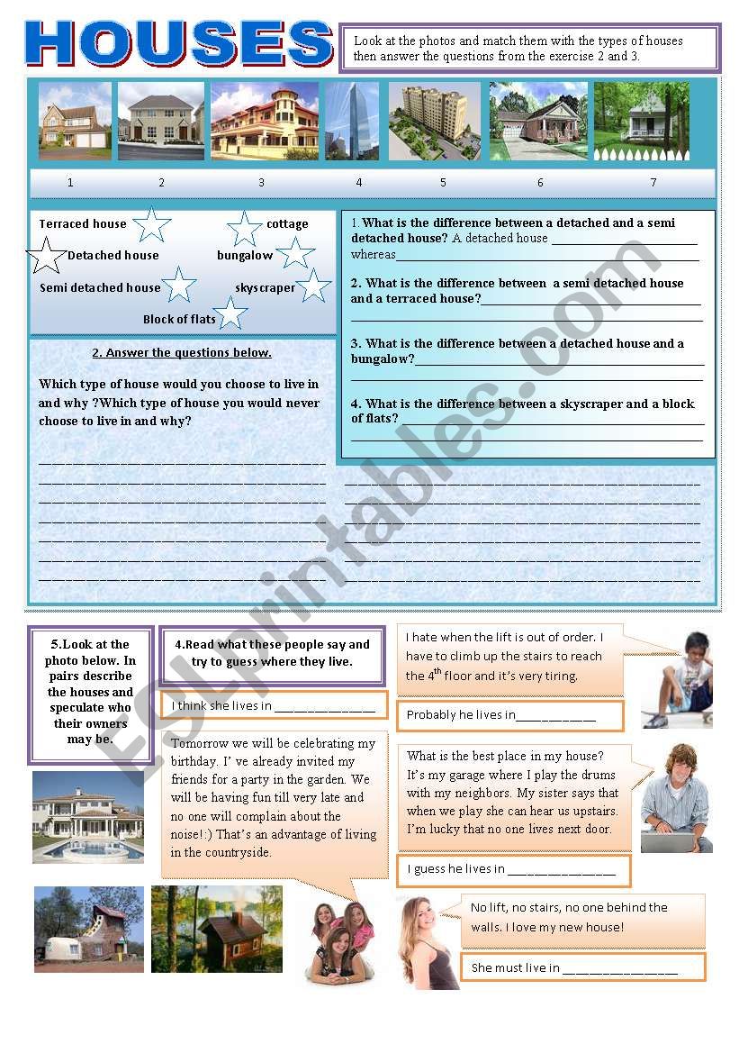 HOUSES - ESL worksheet by Aga1985