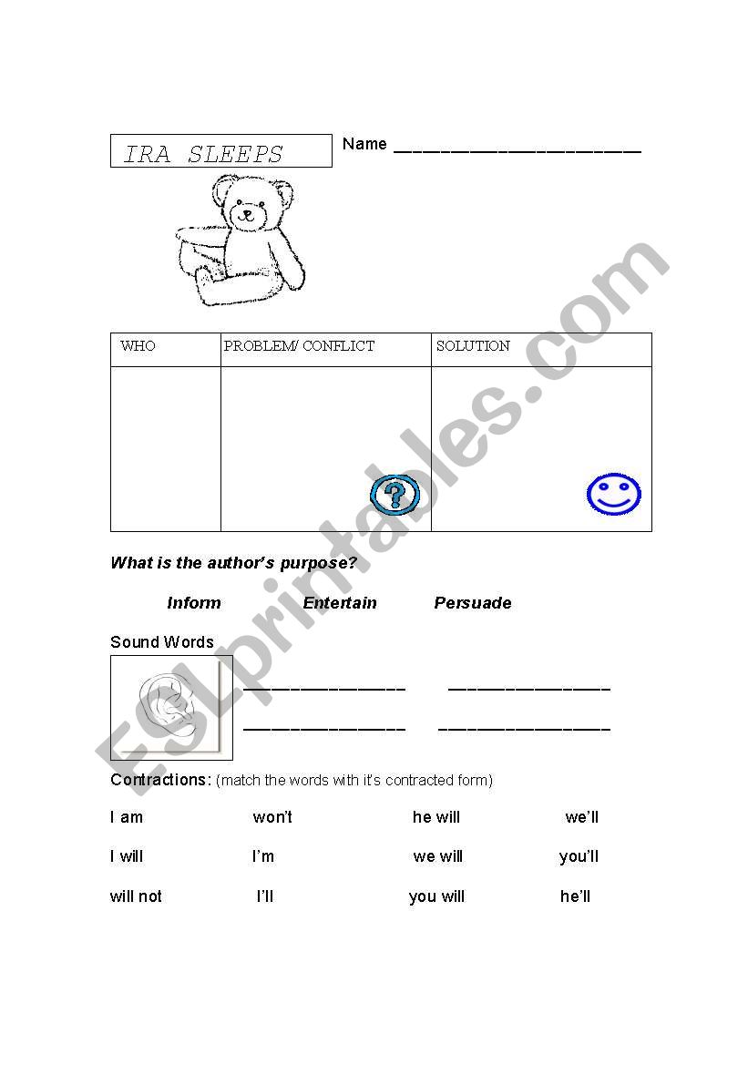 Ira Sleeps Over Graphic Organizer